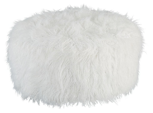 Don-'t shy away from decadence. Add a bit of bold design to your room with this oversized accent ottoman. The faux fur upholstery has a luxe look, and its casual white hue allows this plush piece to make a stylish statement in a variety of spaces.<br/><br