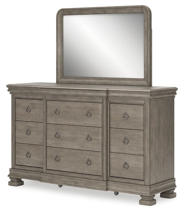  this dresser with mirror is distinguished by its stunning attention to detail. Youâ€™ll find the light gray finish encourages an attitude of laid-back 