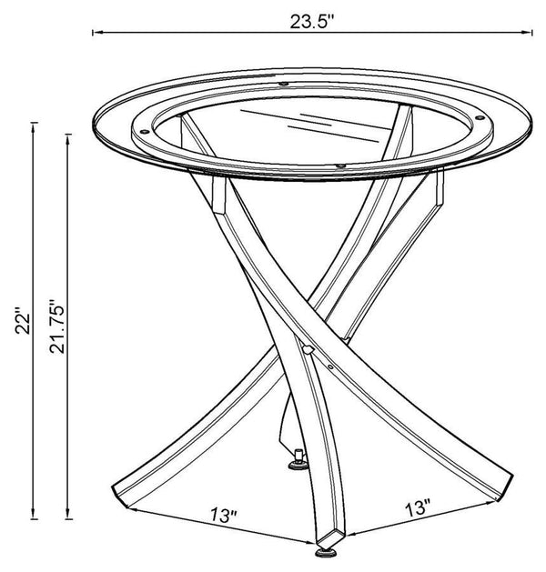 Brooke - Round Glass Top Side End Table Metal Base - Chrome