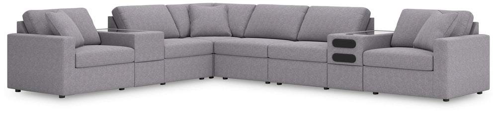 Looking cool and contemporary is great. But when it comes down to it, youâ€™re all about low-maintenance lounging. With the performance fabric on this sectional with audio system, cleaning spills is a breeze. Its customizable modular design caters to your