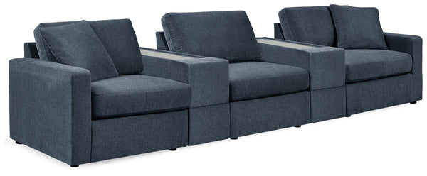 Looking cool and contemporary is great. But when it comes down to it, youâ€™re all about low-maintenance lounging. With the performance fabric on this sectional with console, cleaning spills is a breeze. Its customizable modular design caters to your ever