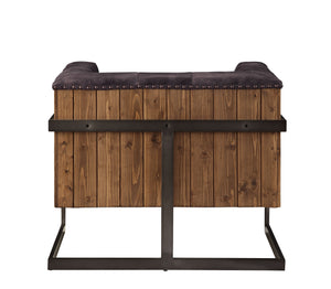 Sagat - Accent Chair - Antique Ebony Top Grain Leather & Rustic Oak