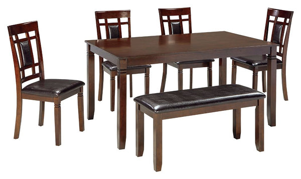 Set the scene for ultra-contemporary style with this dining room table set. Tableâ€™s rich, dark finish and clean, gently tapered profile is the epitome of great taste. Cutout-design chairs with upholstered seats and back supports are a cut above. Additio