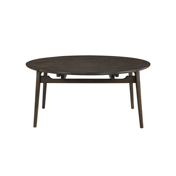 Rex - 65## Round Dining Table With Leaves & 4 Chairs - Dark Brown