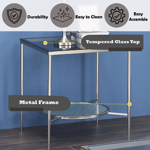 Adelrik - End Table - Glass & Chrome Finish