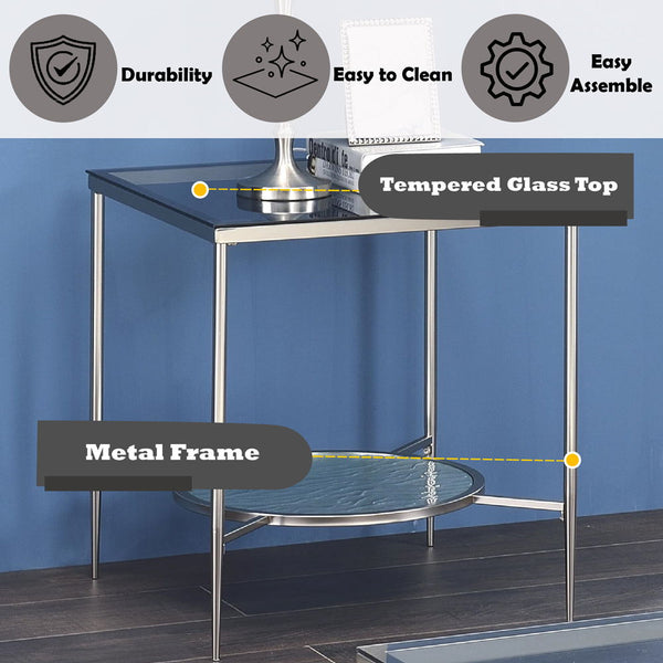 Adelrik - End Table - Glass & Chrome Finish