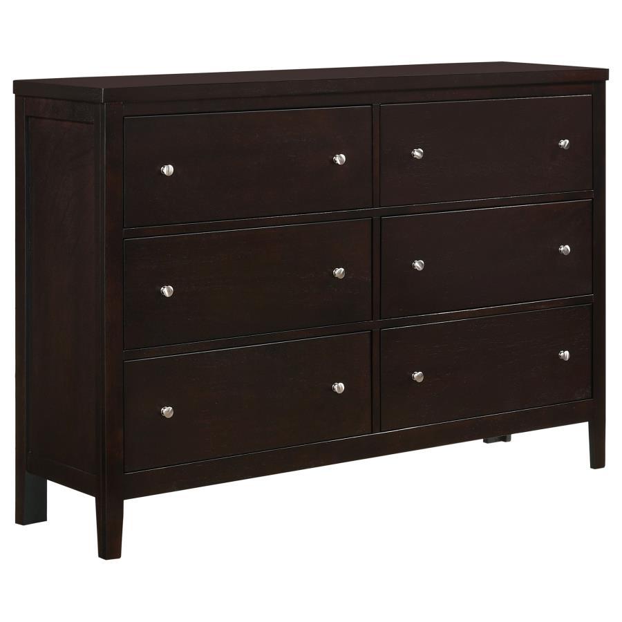 A perfectly designed dresser adds impressive character to any bedroom. This simple but classy wood dresser from the Carlton collection is a showcase piece of any master bedroom. It-'s impressively sized and expertly constructed with six wide drawers that 