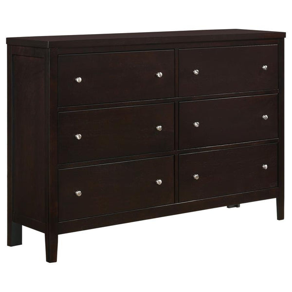 A perfectly designed dresser adds impressive character to any bedroom. This simple but classy wood dresser from the Carlton collection is a showcase piece of any master bedroom. It-'s impressively sized and expertly constructed with six wide drawers that 