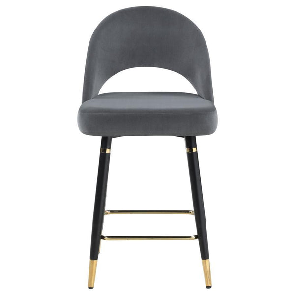 Lindsey - Velvet Upholstered Counter Chair (Set of 2) - Gray