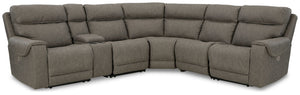 Starbot - Fossil - Left Arm Facing Power Recliner with Console 6 Pc Sectional