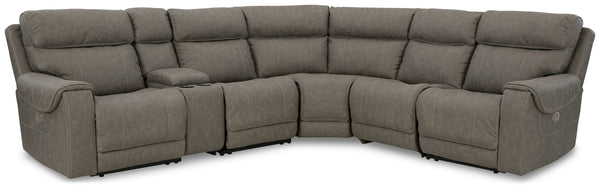 Starbot - Fossil - Left Arm Facing Power Recliner with Console 6 Pc Sectional