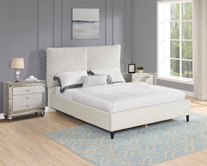  tufted headboard that rises high to make a grand statement