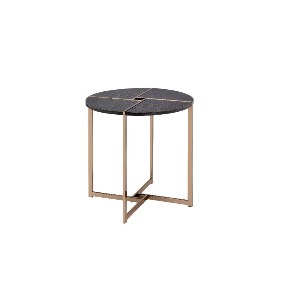 Bromia - End Table - Black & Champagne - 24-"<br/><br/><b>Product Features</b><ul><li>Case: 1Pc/1Ctn</li><li>Finish: Black & Champagne</li><li>Style: Contemporary</li><li>Materials: Metal, Veneer, Composite Wood</li></ul><br/>