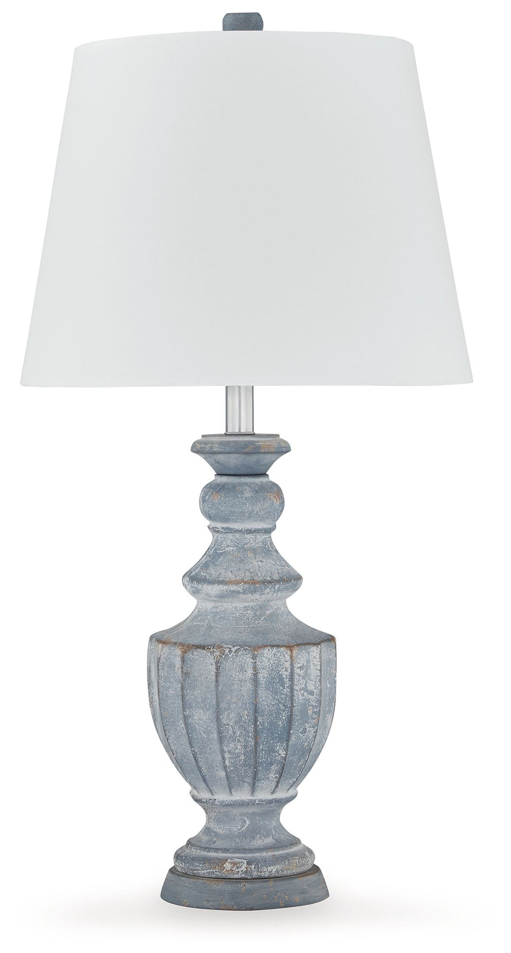 Striking in its traditional elegance, this terra cotta table lamp knows how to make a statement. Its classic urn-shaped body is bathed in an antiqued finish and topped with a fresh shade that dresses up a nightstand or end table. It-'s a bright idea that 
