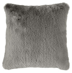 Soft, subtle and sensational. The plush feel of this faux rabbit fur pillow will drive you wild. Its dark gray hue pairs with a variety of decor, from casual to contemporary.<br/><br/><b>Product Features</b><ul><li>Made of polyester</li><li>Soft polyfill<