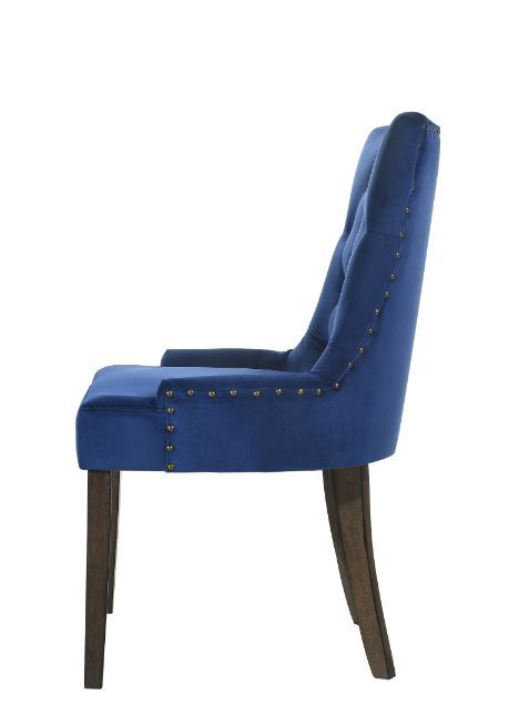 Farren - Side Chair (Set of 2) - Blue Velvet & Espresso Finish