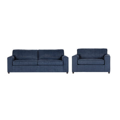 Introducing the Kylo 2 Piece Sofa and Cuddle Chair Set, a versatile and cozy addition to any living space. Crafted with 100% polyester blue easy-care fabric, this transitional set is at home in any dÃ©cor. Both pieces feature square arms and attached pill