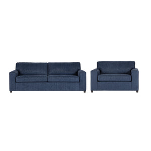 Introducing the Kylo 2 Piece Sofa and Cuddle Chair Set, a versatile and cozy addition to any living space. Crafted with 100% polyester blue easy-care fabric, this transitional set is at home in any dÃ©cor. Both pieces feature square arms and attached pill