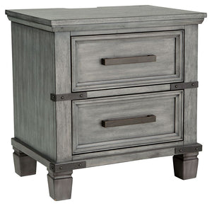 What-'s old is what-'s new with this nightstand. Serving up a fresh look in urban farmhouse style, this eclectic piece features a light weathered gray finish with dark aged bronze-tone bar pulls and metal straps for a casually cool sensibility. Profiled d