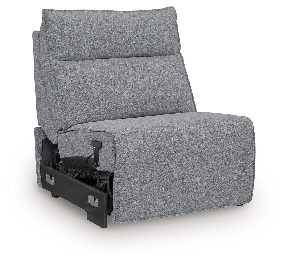 This power armless recliner is made with Next-Gen Nuvellaâ„¢ fade-resistant, washable fabric. Pairs with other items in the series to make a modular sectional.<br><br><b>Additional Dimensions</b><br><ul><li>Seat depth: 23-"</li><li>Seat height: 20-"</li><