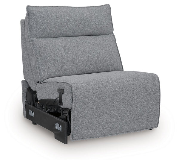 This power armless recliner is made with Next-Gen Nuvellaâ„¢ fade-resistant, washable fabric. Pairs with other items in the series to make a modular sectional.<br><br><b>Additional Dimensions</b><br><ul><li>Seat depth: 23-"</li><li>Seat height: 20-"</li><