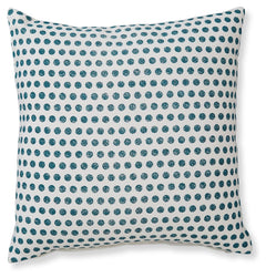 Enhance your at-home accents with the reserved excitement of this pillow. Teal dots decorate a white background, balancing a bold design with classic construction. Pairing a posh look with the plush softness you crave, this pillow makes for a cozy additio