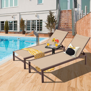 Lightweight and rustproof aluminium frame can stand the test of time<br>Premium fabric is quick-drying  breathable and durable<br>6-position adjustable recliner allows you to set a desired angle<br>This chaise lounge chair can be used completely flat<br>A