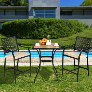 43" height fits well to most bar tables<br>Suitable for poolside  backyard  garden  and so on<br>Comfortable to sit with cozy backrest  armrests  and footrest<br>The soft cushion provides softness and coziness for you<br>Fix straps effectively avoid cushi