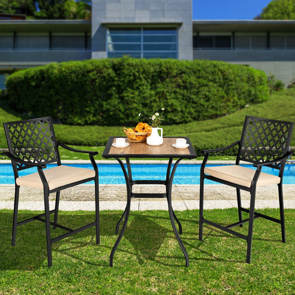 43" height fits well to most bar tables<br>Suitable for poolside  backyard  garden  and so on<br>Comfortable to sit with cozy backrest  armrests  and footrest<br>The soft cushion provides softness and coziness for you<br>Fix straps effectively avoid cushi