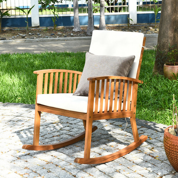 Comfortable and safe rocking function<br>Sturdy solid wood frame for long time use<br>Soft and thick cushions add comfort to your hip and legs<br>Armrest in suitable height to rest your arm and hand<br>Cover of cushion with zipper can be removed easily fo
