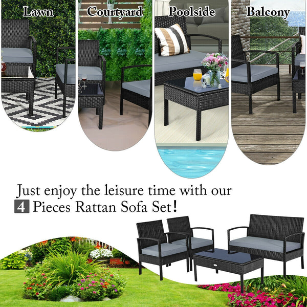 Made of sturdy and solid steel frame with all weather PE rattan  this patio rattan furniture set can keep stability and durability for long time use. Â  Breathable and soft cushions will hold you comfortably and the cover of cushion can be removed with sm