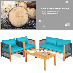 Solid and hard wooden frame enhances sturdiness of the set. <br>Rearrangeable in various configurations to meet your varying needs <br>Thick and soft cushions provide an excellent comfort. <br>Elegant and tight nylon rope decorated armrest. <br>Zipper int