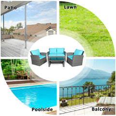 Includes 2 armchairs  1 loveseat and 1 coffee table for versatile use<br>Sturdy power coated steel frame provides strong durability and stability<br>Thick tempered glass tabletop to hold your drinks  meals and more<br>Coffee table with a spacious shelf pr