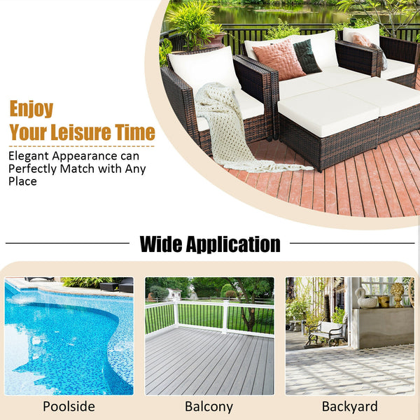 Durable and weather-resistant material can be used for a long time<br>Sturdy frame ensures strong stability and large bearing capacity<br>Removable cushion cover with zipper makes it convenient to clean<br>Soft sponge cushions and pillows provide more com