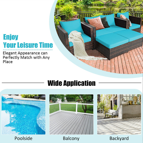 Durable and weather-resistant material can be used for a long time<br>Sturdy frame ensures strong stability and large bearing capacity<br>Removable cushion cover with zipper makes it convenient to clean<br>Soft sponge cushions and pillows provide more com