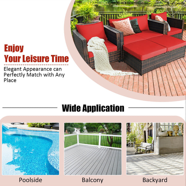Durable and weather-resistant material can be used for a long time<br>Sturdy frame ensures strong stability and large bearing capacity<br>Removable cushion cover with zipper makes it convenient to clean<br>Soft sponge cushions and pillows provide more com