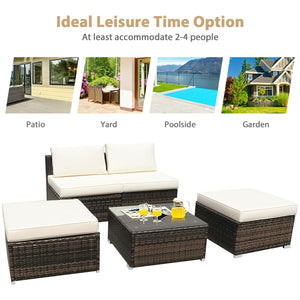 Power coated and solid steel frame adds sturdiness of the set<br>Tight and hand-woven rattan to withstand the change of weather<br>Exquisite table has a removable glass which is easy to clean<br>Aluminum feet at bottom protect bottom rattan and prevent sl