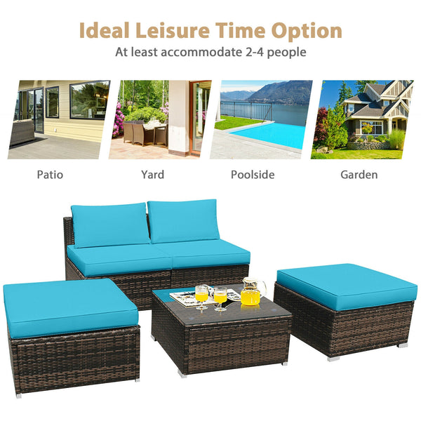 Power coated and solid steel frame adds sturdiness of the set<br>Tight and hand-woven rattan to withstand the change of weather<br>Exquisite table has a removable glass which is easy to clean<br>Aluminum feet at bottom protect bottom rattan and prevent sl