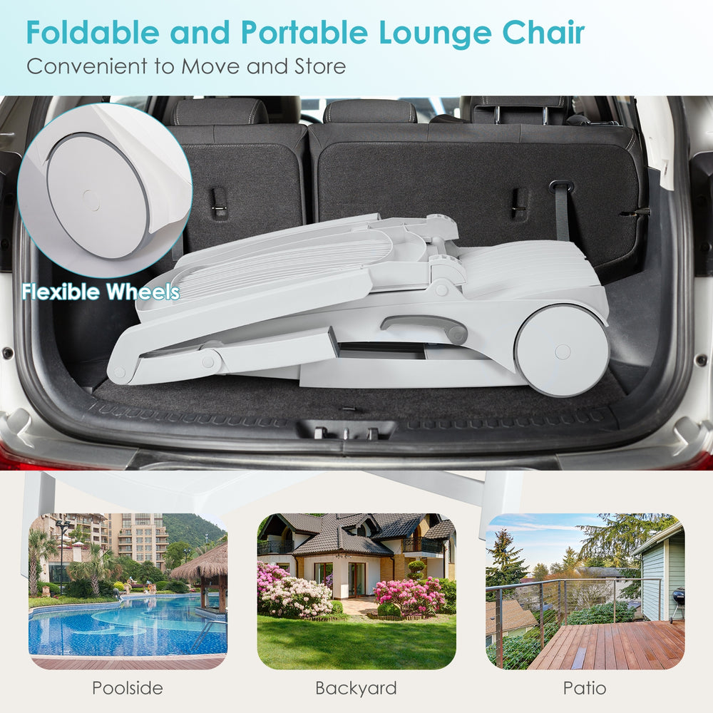 This sun lounger is your best choice for outdoor recreation. The backrest is adjustable for 6 angles so that you can customize the angle you want according to your needs. Â  The folding design is specially designed for you to save storage space when not i