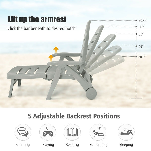 This is our outdoor chaise lounge which will be a great shining point to your outdoor living space. Â  It is perfect for a nap  relaxing and relieving your pressure. High back with 5 adjustable positions  you can adjust the height of the back as you like.