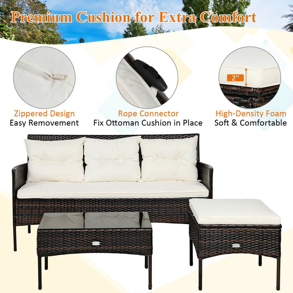 Sturdy steel frame ensures strong weight capacity <br>Premium rattan with all-weather resistance for long-time use <br>Cozy seat with high backrest and soft armrest offers comfort <br>High density cushion with removable cover makes maintenance easier <br>