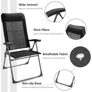 The portable patio chair set is a perfect choice for your home! Â  Made of premium iron frame with high quality nylon fabric  this patio dining chair has excellent performance in stability and durability. The reinforced triangle structure is sturdy enough
