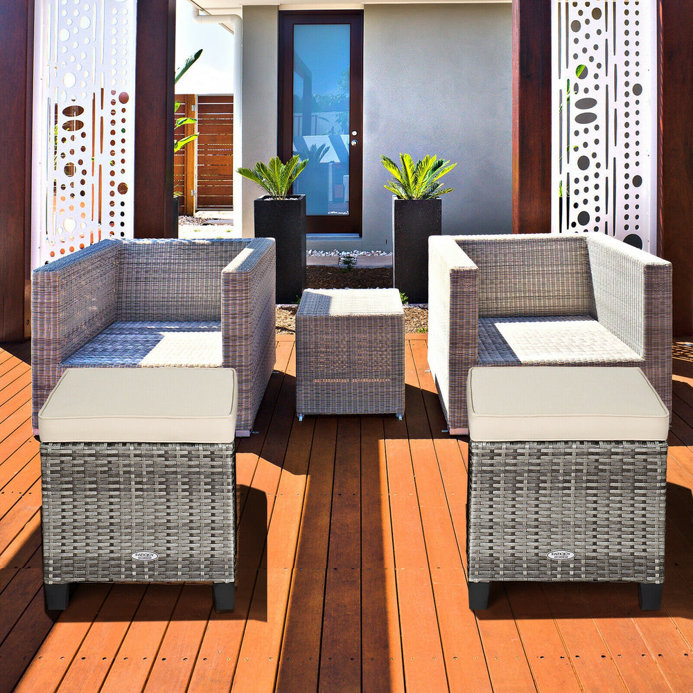 Â Can be used as additional seats with comfortable seat cushions<br>Â Ropes for keeping seat cushions with ottomans tightly<br>Â Serves as footstools for combining with other outdoor furniture<br>Â Waterproof and removable cushion covers for easy maintena