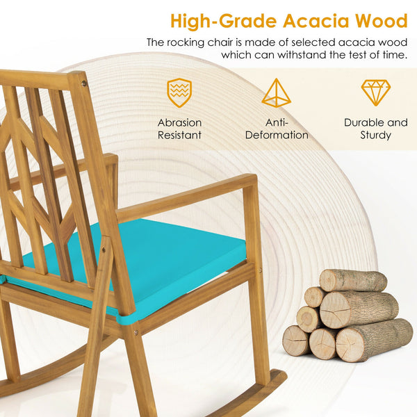 It will be a great experience to relax on a patio rocker with gentle rocking and cozy breeze. Â  And this patio rocking chair will be your perfect choice. The rocking chair is designed with a scientific sturdy base  and your body will be always within the