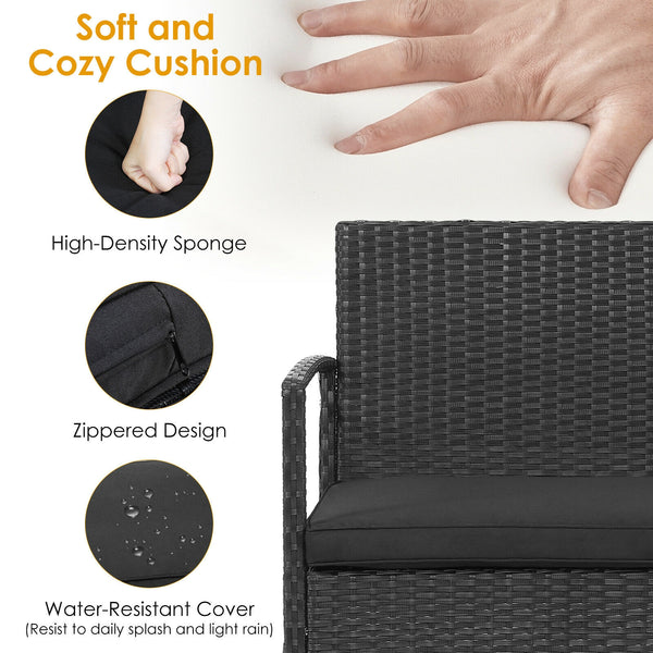 Including 2 single sofas  1 loveseat and 1 coffee table <br>Cozy cushions are filled with high-density sponge for higher comfort <br>High backrest and curved armrests help rest your back and arms <br>Large table is designed for your beverages  snacks  boo