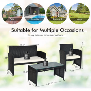 Comes with foot pads to protect the floor and add stability to the set<br>High-quality rattan and steel materials are used to ensure a long lifespan<br>PE rattan is waterproof and corrosion resistant<br>Suitable for balcony  rooftop  backyard  poolside  a