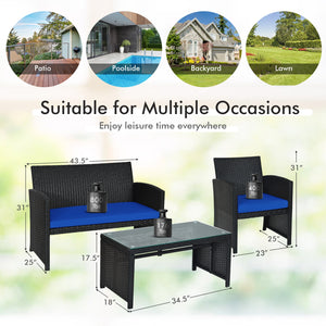 Comes with foot pads to protect the floor and add stability to the set<br>High-quality rattan and steel materials are used to ensure a long lifespan<br>PE rattan is waterproof and corrosion resistant<br>Suitable for balcony  rooftop  backyard  poolside  a