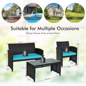 Comes with foot pads to protect the floor and add stability to the set<br>High-quality rattan and steel materials are used to ensure a long lifespan<br>PE rattan is waterproof and corrosion resistant<br>Suitable for balcony  rooftop  backyard  poolside  a