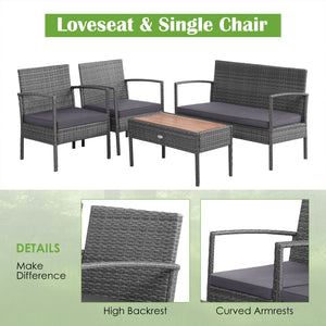 Including 2 single sofas  1 loveseat and 1 coffee table <br>Suitable for poolside  backyard  deck  garden  etc. <br>Ergonomic seat with soft cushions for extra comfort <br>Zippered design ensures easy removal and maintenance <br>Waterproof cushion cover r