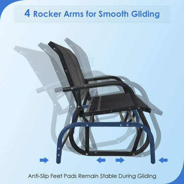 Made of solid steel which is rust-proof and waterproof for longer use <br>Breathable and durable fabric for comfortable seating experience <br>Smooth and gentle gliding system to make you relax <br>Can be placed on the ground steadily with stable base <br